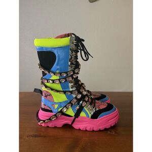 Rare Jeweled Take A Hike Cape Robbin Women's Size 10 Boots Platform Chunky HTF